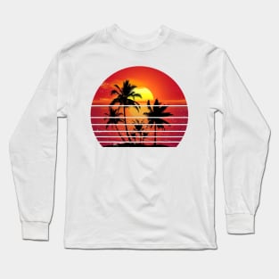 Vintage Retro Sunset Palm Tree Long Sleeve T-Shirt